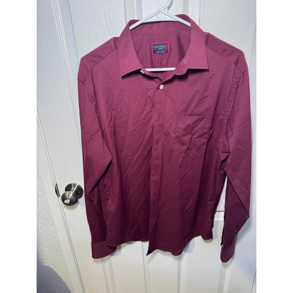 UNTUCKit Shirt Mens SZ M Burgandy Gironde Performance Moisture Wicking Stretch